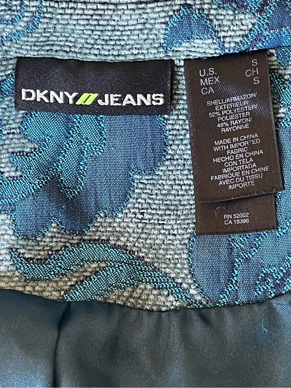 DKNY Jeans Turquoise Paisley Print Tapestry Coat - Picture 10 of 12